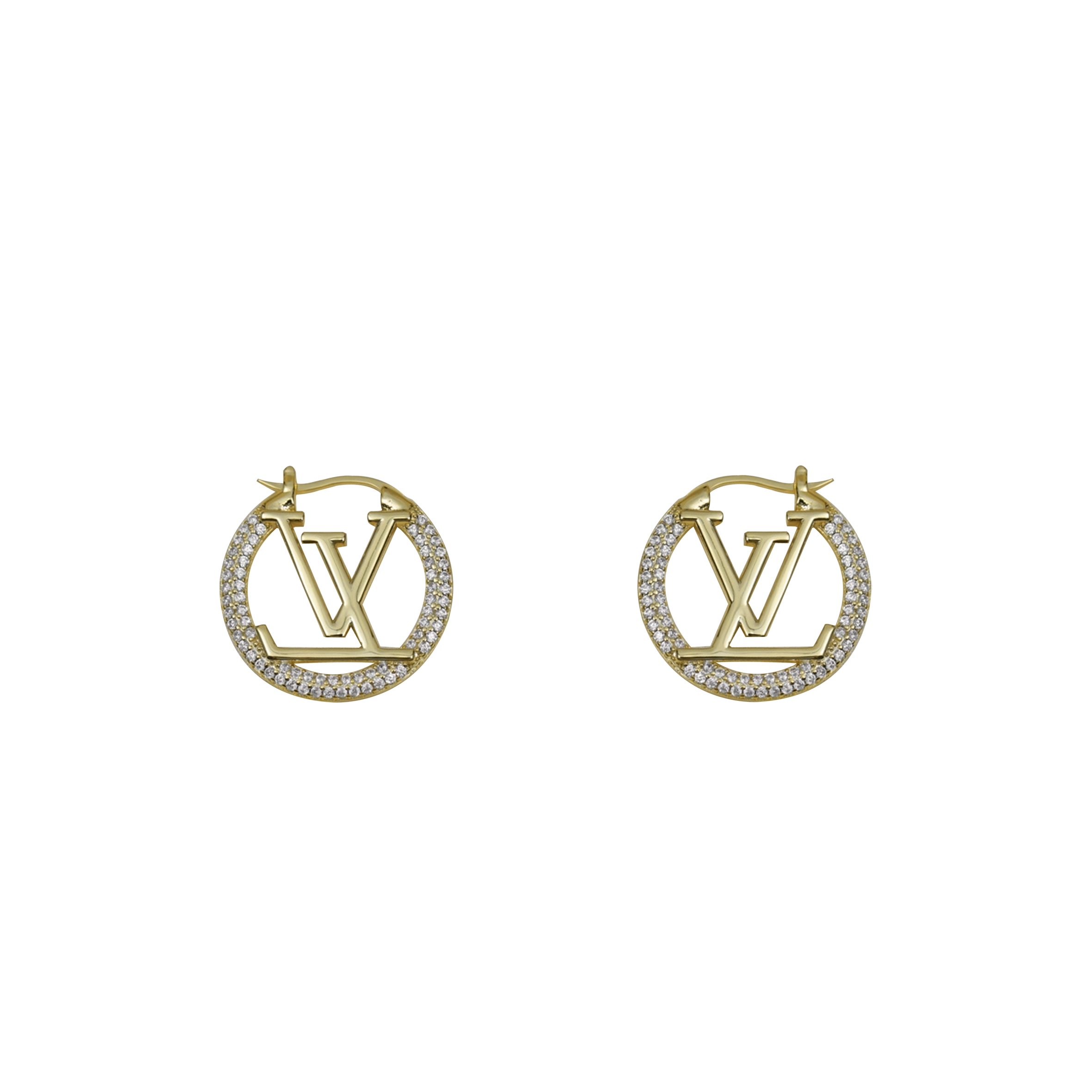 LOUIS VUITTON CRYSTAL ROUND EARRINGS YELLOW GOLD M01330